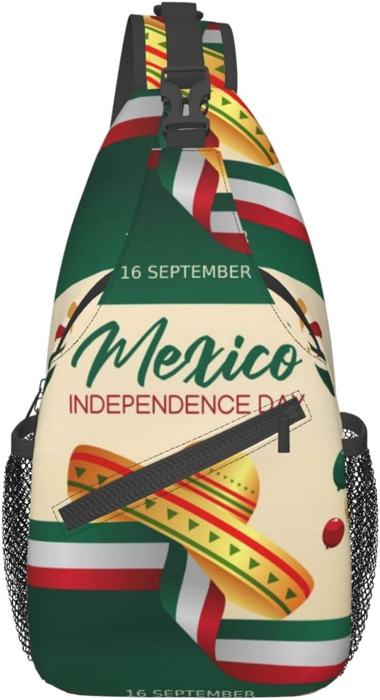 Mexico Hispanic Mexico Independence Day 2023 Sling Bag Crossbody Hiking Travel Chest Bags Backpack Shoulder Daypack for Women Men