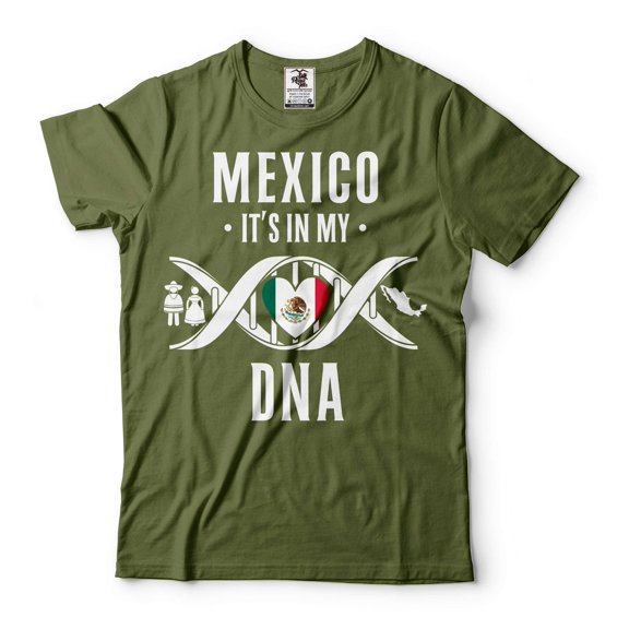 Mexico It's In MY DNA Shirt Mexico DNA T-Shirt Mexico Shirt Mexican Gifts Mexican T Shirts (Large Military Green)