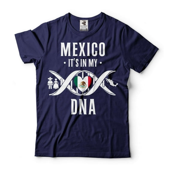 Mexico It's In MY DNA Shirt Mexico DNA T-Shirt Mexico Shirt Mexican Gifts Mexican T Shirts (Small Navy Blue)
