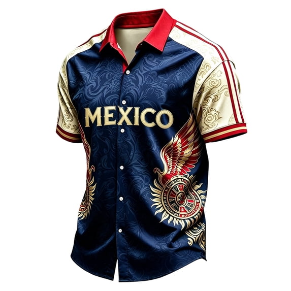 Mexico Jersey Soccer Shirts Short Sleeve Button Down Jerseys Casual Summer Tops for Sports Beach Tees