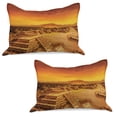 thumbnail image 1 of Mexico Knitted Quilt Pillowcover Set of 2, The Avenue of the Dead Ruins of Aztec Mayan Teotihuacan Civilization Architecture, Standard Queen Pillow Sham Bedroom, 30" x 20", Orange Amber, by Ambesonne, 1 of 1