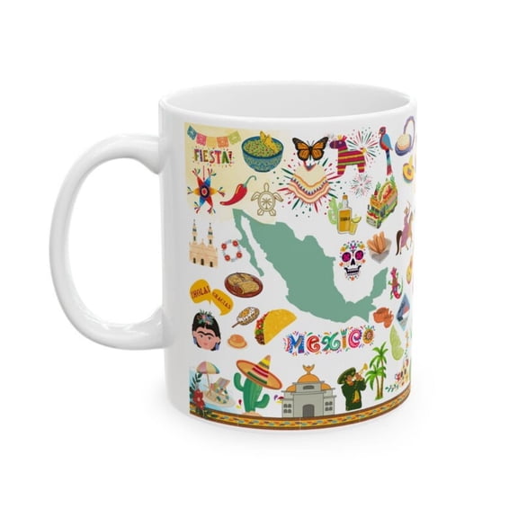 Mexico Landmarks Coffee Mug Illustrated Citpe Gift.