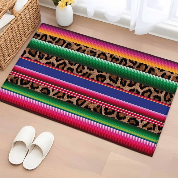 Mexico Leopard 2'x3' Rug for Entryway Front Door Kitchen Sink Area, Print Low Pile Washable Non Slip Rectangle Area Rug for Living Room Dining Room, Bathroom Accent, Entryway, Beside Bed