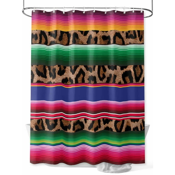 Mexico Leopard Shower Curtain, Print Waterproof Shower Curtain Set with 12 Hooks Lightweight Washable Fabric Shower Curtains for Bathroom 48x72 Inches