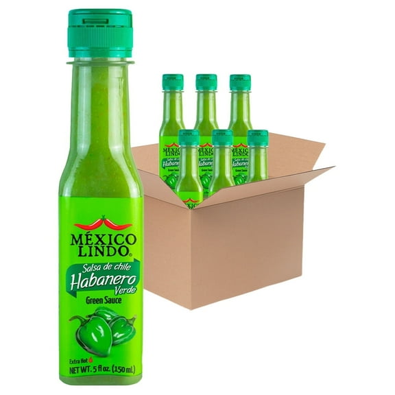 Mexico Lindo Habanero Hot Sauce Green, 5 oz, Pack of 6
