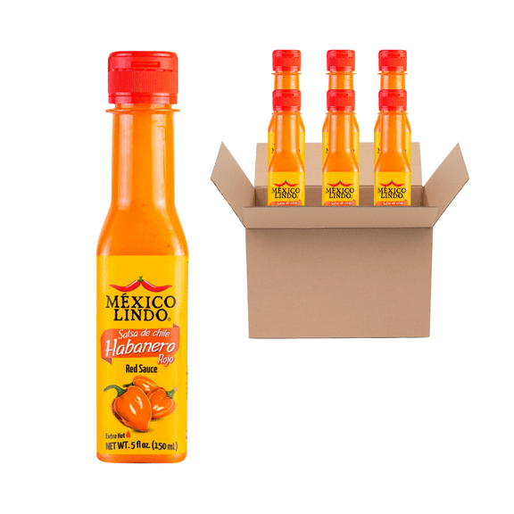 Mexico Lindo Habanero Red Hot Sauce, 5 oz, Pack of 6