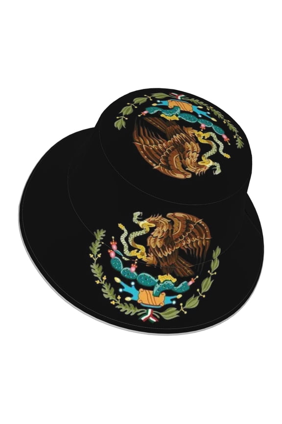 Mexico-Logo Bucket Hat With Reflective Stripe Beach Sun Fishing Hat Reversible For Men Women