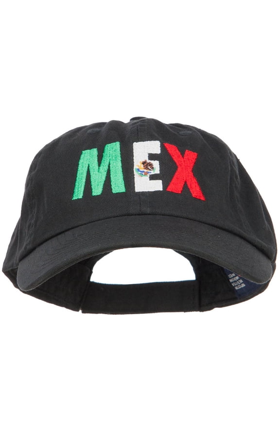 Mexico MEX Flag Embroidered Low Profile Cap - Black OSFM