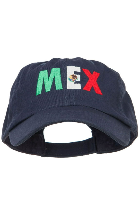 Mexico MEX Flag Embroidered Low Profile Cap - Navy OSFM
