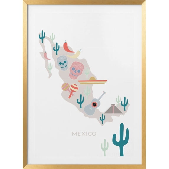 Mexico Map No 1 Framed Art Modern Wall Decor