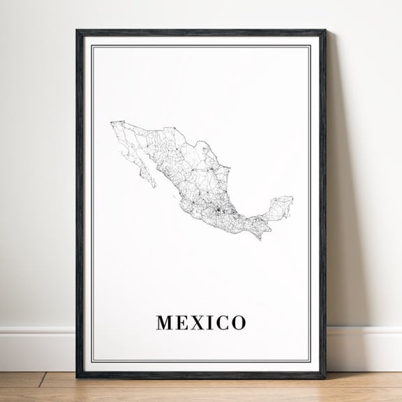 Mexico Map Print Mexico Map Poster Mexico Printable Map Mexico Black And White Poster Mexico Map Home Print, Unframed Paper Poster 8x10in