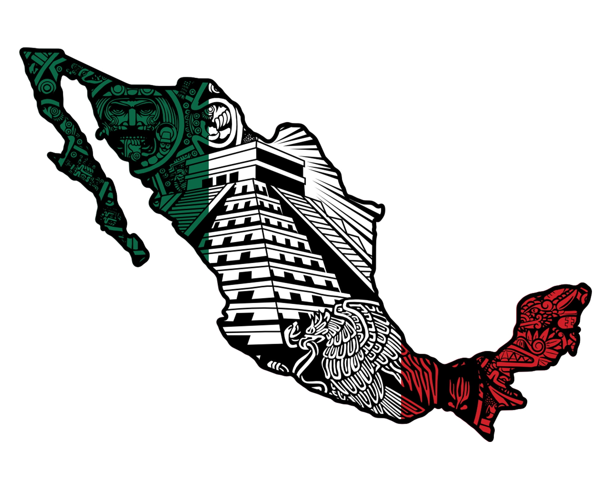 Mexico Map Sticker – Mexican Heritage Vinyl Decal – Orgullo Mexicano ...