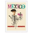 thumbnail image 1 of Mexico - Matador Bull Fighting - Pacifica International Airways - Vintage Airline Travel Poster c.1960s - Fine Art Rolled Canvas Print 27in x 40in, 1 of 4