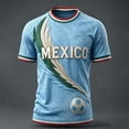 thumbnail image 1 of Mexico Mens Soccer Jersey Crewneck Short Sleeve 2026 Country Team Tee Fan International Soccer Shirt Retro Streetwear Top Light Blue XL, 1 of 4