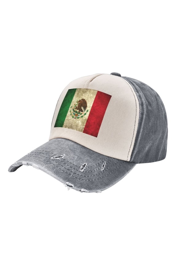 Mexico-Mexican Baseball Cap Distressed Adjustable Vintage Cotton Denim Hat for Women Men