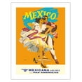 thumbnail image 1 of Mexico - Mexican Dancers - Mexicana Airlines (CMA) - Vintage Airline Travel Poster by Wright c.1950s - Bamboo Fine Art 290gsm Paper (Unframed) 17x22in, 1 of 4