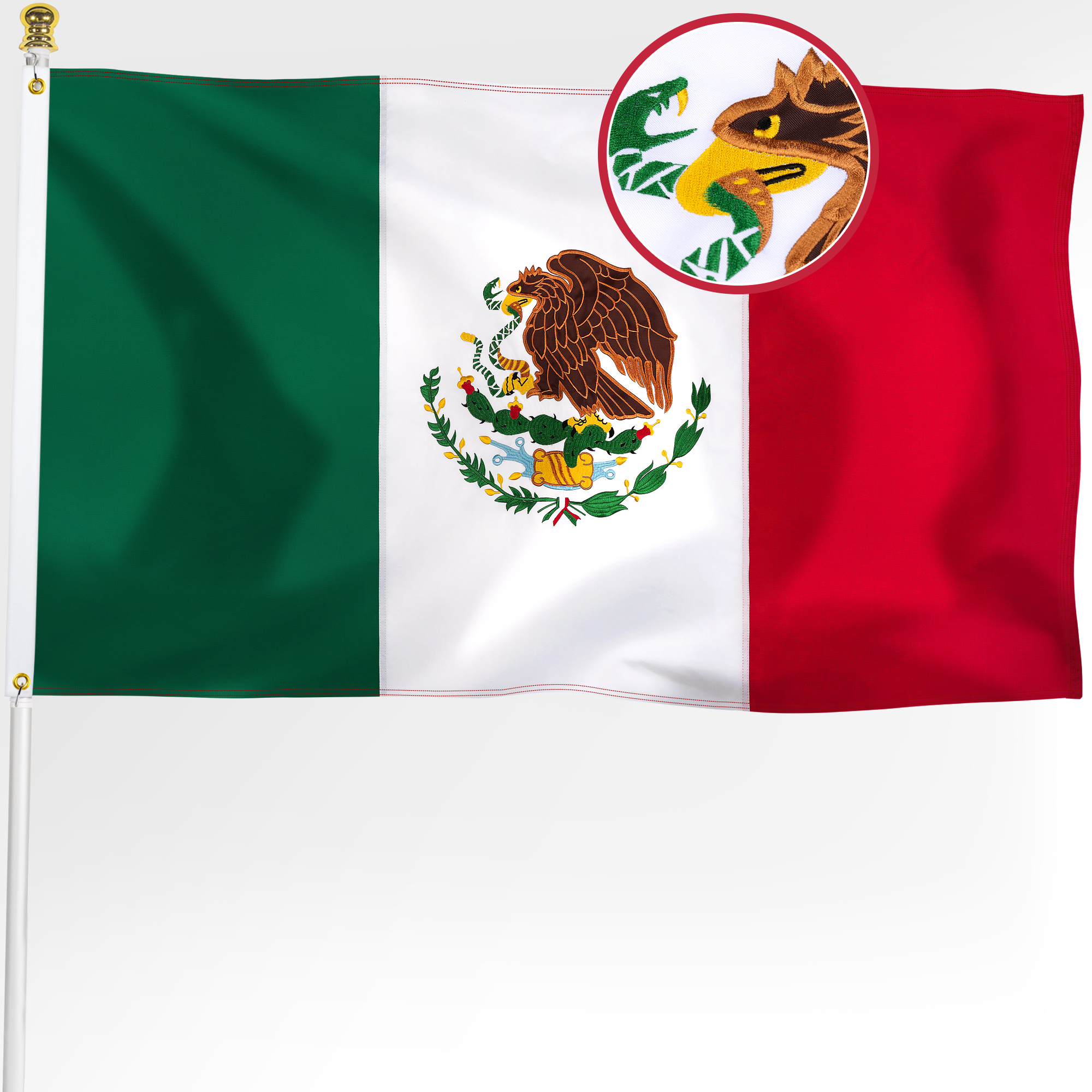 Mexico Flag 5x8 Feet – Large Mexican Flag 100% Polyester With Brass Grommets