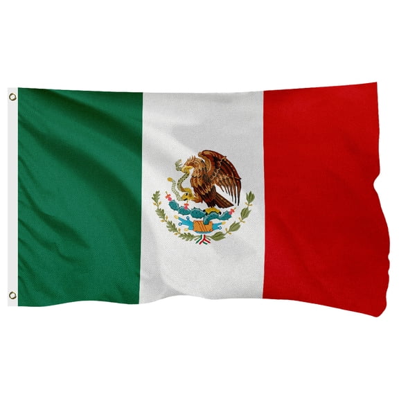 Mexico Mexican Flag, 400D Heavy Duty Polyester, Double-Sided Printing, Quadruple Stitched Fly Hem, Fade Resistant, 2 Brass Grommets, National Flag of Mexico for Home Outdoor