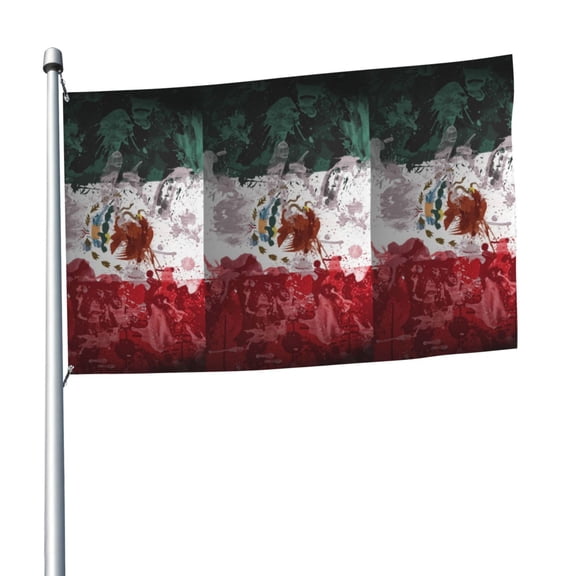 Mexico-Mexican-Flag Flag 5x8 Ft Print Vivid Color Light-Weighted Flags With Grommets
