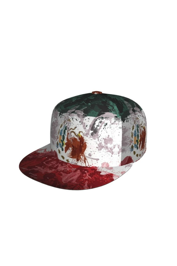 Mexico-Mexican-Flag Flat Brim Trucker Cap Adjustable Snapback Hat For Men Women
