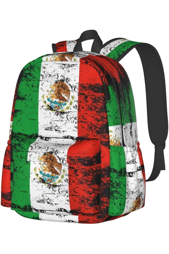 Mexico Mexican  Flag Laptop Backpacks Double  Laptop Pack Bag Casual  Pack Lightweight Daypack Bags With Side Pockets For Daily Commutes Business Travel Hiking