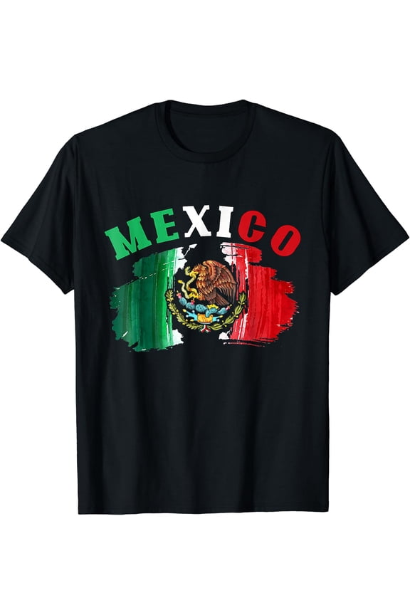 Mexico Mexican Flag Pride Eagle Red Green And White T-Shirt Black 3X-Large