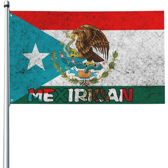 Mexico Mexican Flag Puerto Rico Flags Mexican Puerto Rican Mexirican Flag 3x5 Ft Home Outdoor Indoor Garden Home Decoration Banner