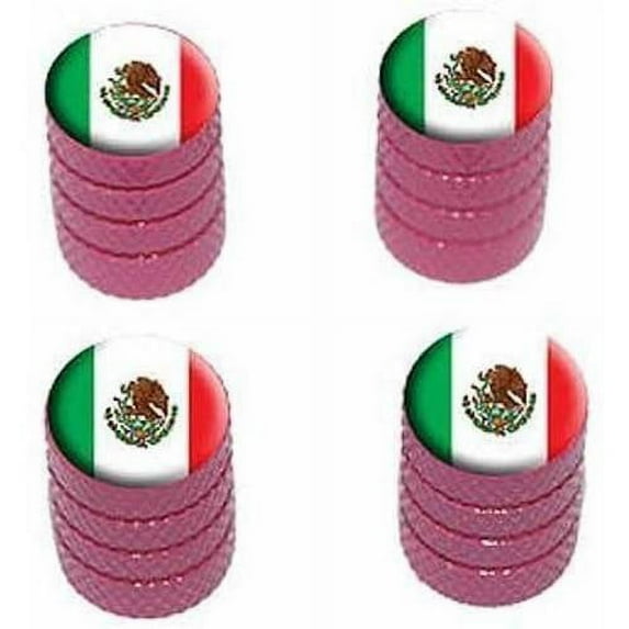 Mexico Mexican Flag Tire Rim Wheel Aluminum Valve Stem Caps, Multiple Colors
