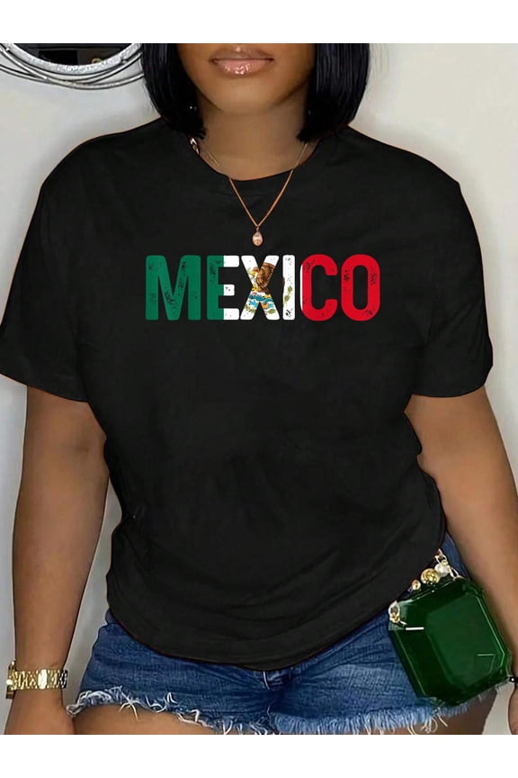 Mexico Mexican Flag Vintage Pride T-Shirt Small Graphic Tee summer Tops For Women Round Neck Fashion Cotton shirts