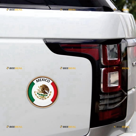 Mexico Mexican Seal Coat of Arms Flag Car Magnet Round Magnetic Sticker Decal - 2 Pack Reflective 4" - for Truck Door Fridge Reusable Waterproof