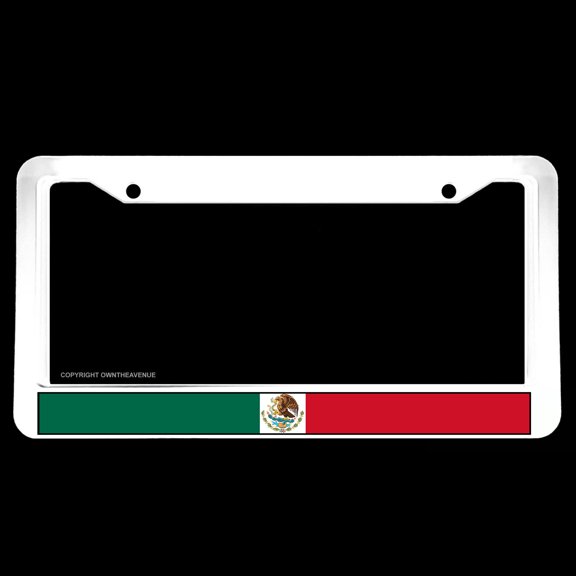 Mexico Mexican World Country Flag White License Plate Frame