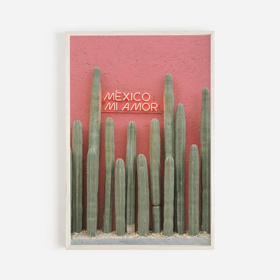 Mexico Mi Amor Wall Art, Cactus Sign Poster, My Love Mexico Print, Mexican Heritage, Southwest Decor, Mexican Restaurant Sign, I Love Mexico Wall Art, Modern Wall Decor, 16x24 UNFRAMED