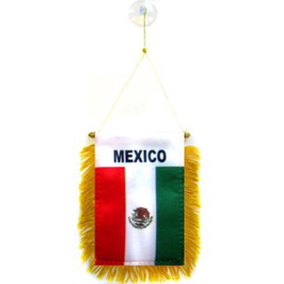 AZ Flag Mexico Pennant 4x6 in Mexican 100D Polyester Suction Cup 15x10 cm
