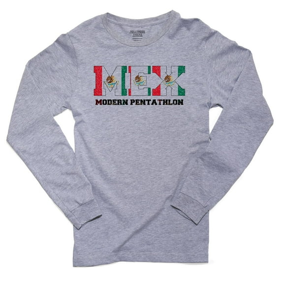 Mexico Modern Pentathlon - Olympic Games - Rio - Flag Men's Long Sleeve Grey T-Shirt