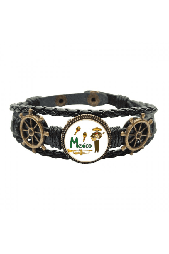 Mexico Music Instrument Song Mexican Leather Braided Ocean Bracelet Wristband