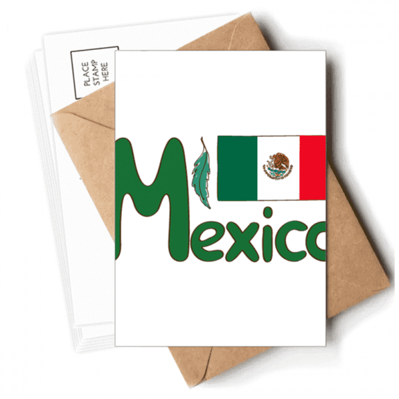 Mexico National Flag Green Pattern Postcards Envelopes Blank Note Cards Mailing