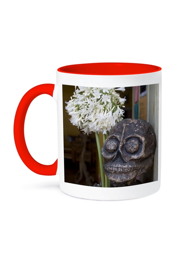 , Mexico, Oaxaca, Day of the Dead skeleton skull - SA13 PSO0024 - Paul Souders, 11oz Two-Tone Red Mug