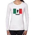 thumbnail image 1 of Mexico Olympic - Rugby - Flag - Silhouette Women's Long Sleeve Grey T-Shirt, 1 of 2
