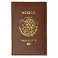 thumbnail image 1 of Mexico Passport Cover Genuine Leather Travel Wallet with Emblem Pasaporte Burgundy, 1 of 2