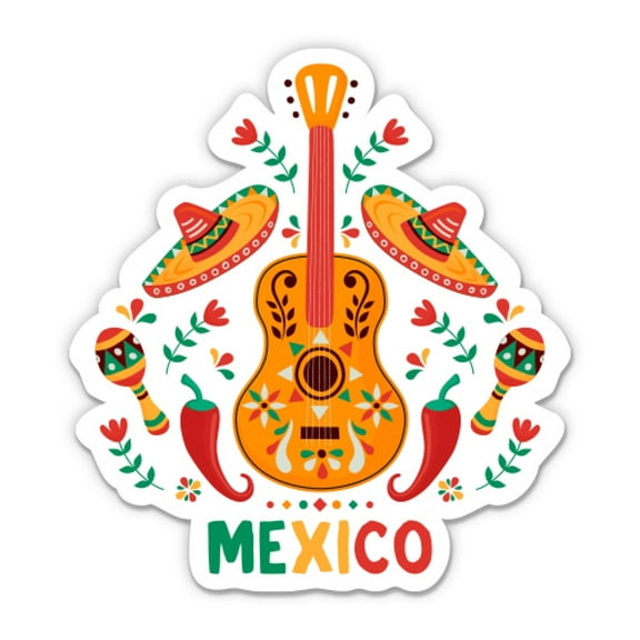 Mexico Pretty Design - 3" Vinyl Sticker - For Car Laptop Water Bottle Phone - Waterproof Decal