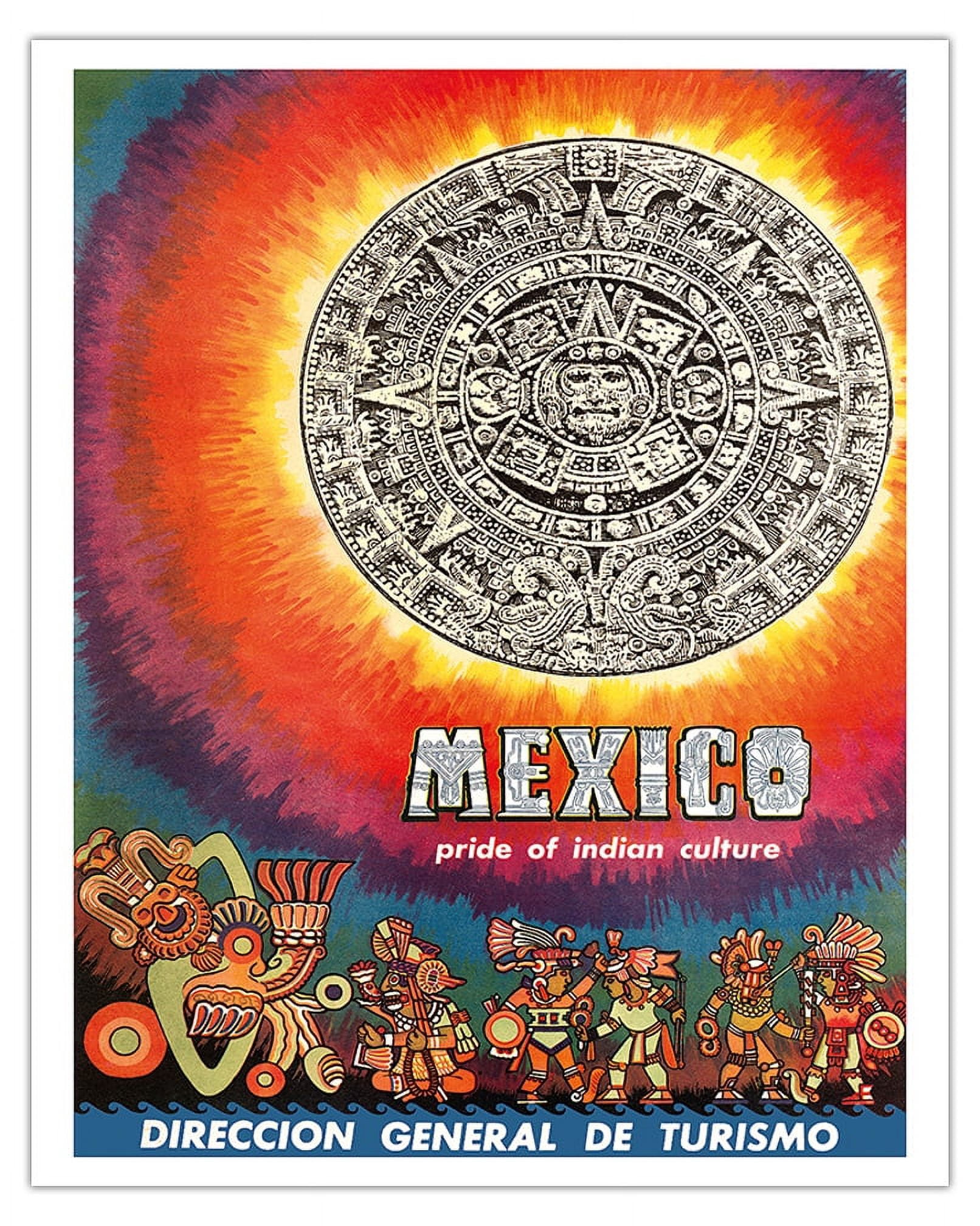 Mexico - Pride of Indian Culture - Aztec Tablet and Warriors - Vintage ...