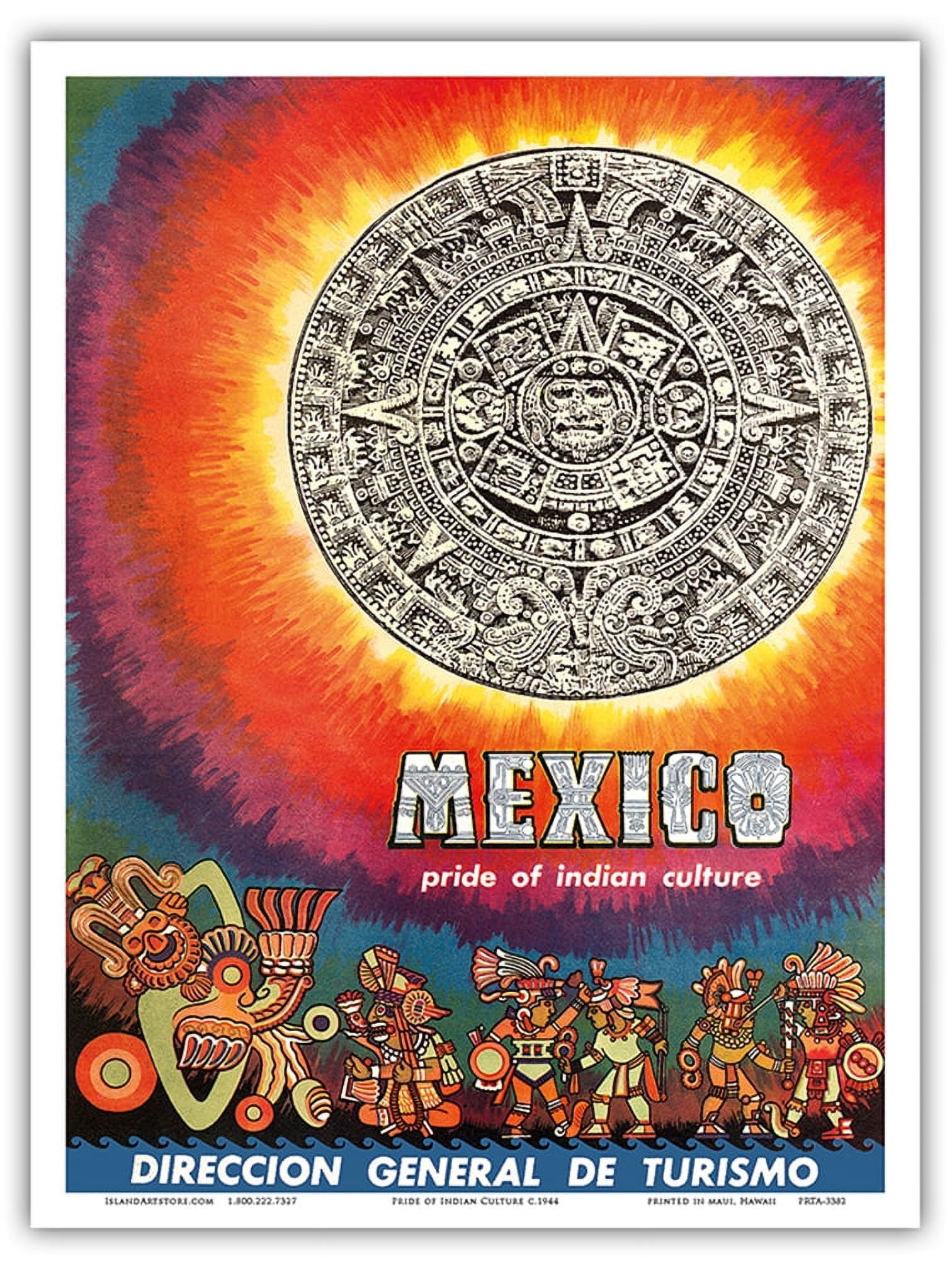 Mexico - Pride of Indian Culture - Aztec Tablet and Warriors - Vintage ...