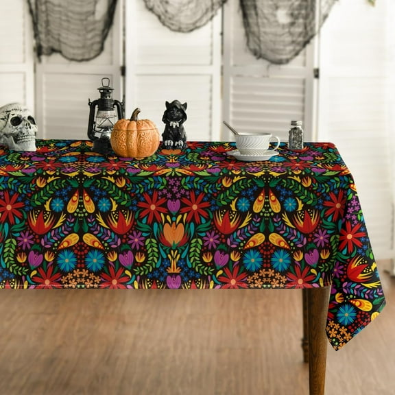 Mexico Rectangular Tablecloth 60×84 Inch, Cinco De Mayo Fiesta Design Washable Table Cover for Party Picnic Dinner Decor