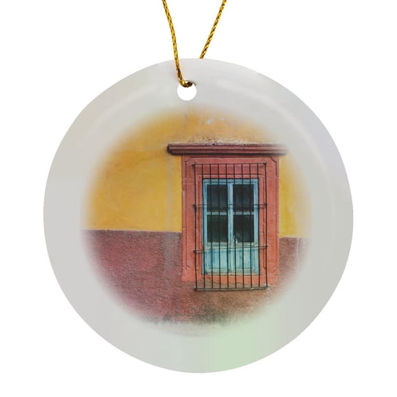 3drose, Mexico, San Miguel De Allende. Cobblestone Streets by Stucco House., Circle Porcelain Ornament