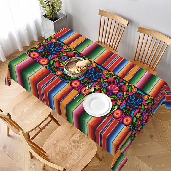 Mexico Serape Rectangle Tablecloth Washable 60x90 Inch Table Cover Decorative Table Cloth for Party Picnic Kitchen