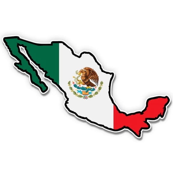 Mexico Shape Flag Eagle Mexican Pride - 5" Vinyl Sticker - For Car Laptop I-Pad - Waterproof Decal