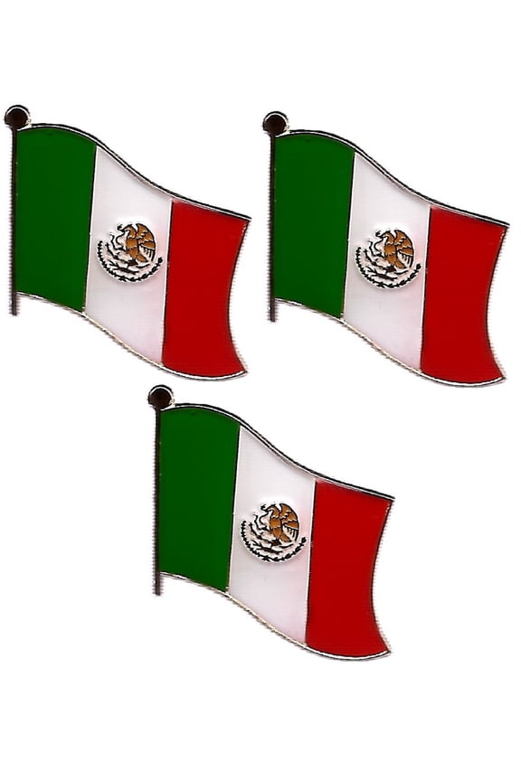 Mexico Single Flag Lapel Pins, pack of 3