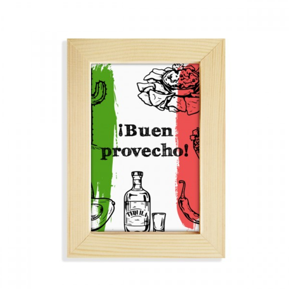 Mexico Sketch Cuisine Flag Round Cactus Desktop Display Photo Frame Picture Art Painting 5x7 inch