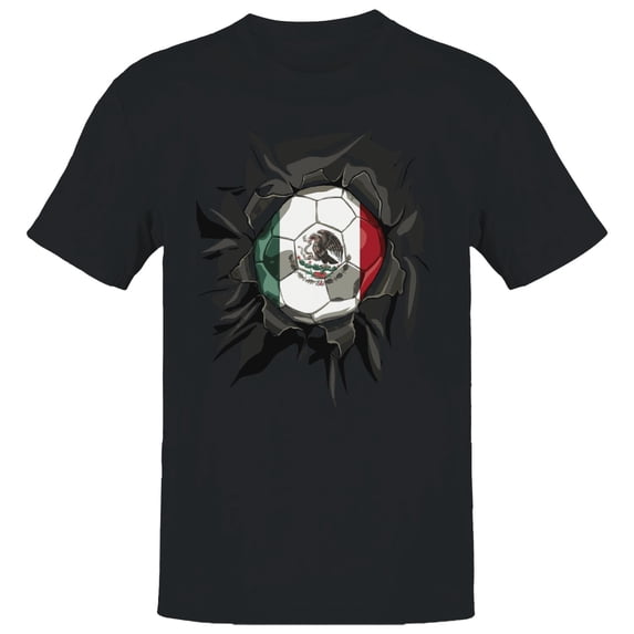 Mexico Soccer Ball Ripped Men's Black T-shirt