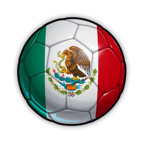 Mexico Soccer Futbol Mexicano Ball with Flag - 12" Vinyl Sticker Waterproof Decal